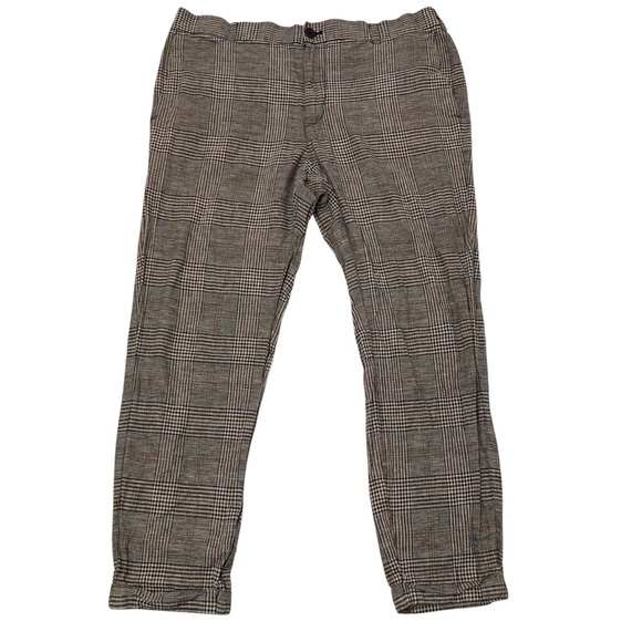 H&M Pants - 3/$20 H&M Linen Blend Skinny Fit Cropped Plaid Pants Autumn Business Women’s 34